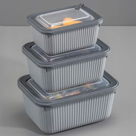 Vienev 1750-1050-600 ml Gri 1X 3'lü VIP Dikdörtgen Mikrodalga ve Difrize Uygun Saklama Kabı Seti