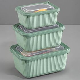 Vienev 1750-1050-600 ml Yeşil 1X 3'lü VIP Dikdörtgen Mikrodalga ve Difrize Uygun Saklama Kabı Seti