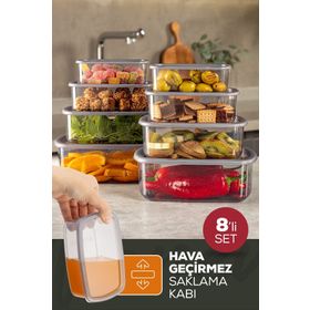 Vienev 250-500-750-1200 ml Antrasit 2X 8'li Hava Geçirmez Saklama Kabı Seti