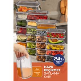 Vienev 250-500-750-1200 ml Antrasit 6X 24'lü Hava Geçirmez Saklama Kabı Seti