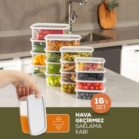 Vienev 250-500-750-1200 ml Gri 4X 16'lı Hava Geçirmez Saklama Kabı Seti