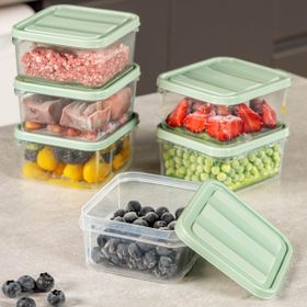 Vienev 350 ml Mint Buzdolabı Dondurucu Organizer Mikrodalga ve Difrize Uygun 6'lı Saklama Kabı