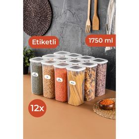 Vienev Etiketli 12 li Sızdırmaz Premium Vakumlu Baharatlık Seti