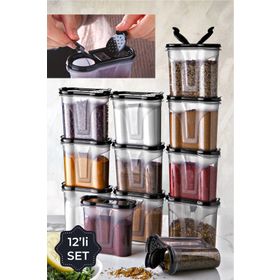 Vienev L-00536 Duo Siyah 12'li Çift Kapaklı Baharatlık