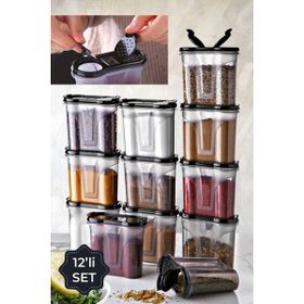 Vienev L-00536 Duo Siyah 12'li Çift Kapaklı Baharatlık
