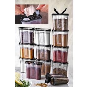 Vienev L-00536 Duo Siyah 12'li Çift Kapaklı Baharatlık