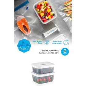 Vienev Vacuumfresh 450 ml 2'li Vakumlu Gıda Saklama Kabı Seti