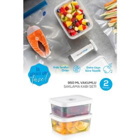 Vienev Vacuumfresh 950 ml 2'li Vakumlu Gıda Saklama Kabı Seti