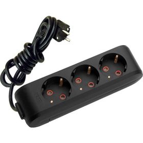 Viko 3x1,5 mm Uzatma Siyah 3'lü Anahtarlı Priz