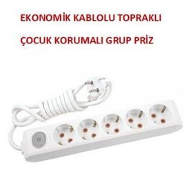 Viko 5 m Anahtarlı Üçlü Grup Priz