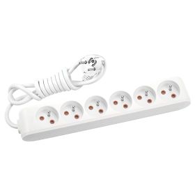 Viko 90110602 Multi-Led Beyaz Kablolu Ups Çocuk Korumalı 2 mt Altılı Grup Priz