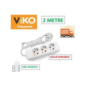 Viko 90113302 Beyaz 3'lü 2 mt Multilet Priz
