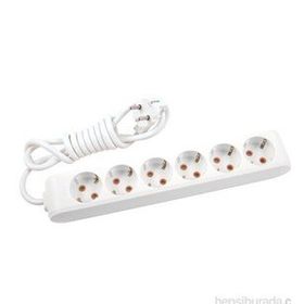 Viko 90113603 Multi-Led Beyaz Topraklı Kablolu Çocuk Korumalı 3 mt Altılı Grup Priz