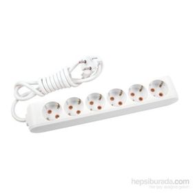 Viko 90113603 Multi-Led Beyaz Topraklı Kablolu Çocuk Korumalı 3 mt Altılı Grup Priz