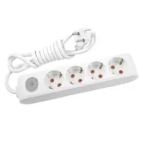 Viko 90117403 Multi-Led Beyaz Anahtarlı Topraklı Kablolu Çocuk Korumalı 3 mt Dörtlü Grup Priz