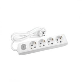 Viko 90117403 Multi-Led Beyaz Anahtarlı Topraklı Kablolu Çocuk Korumalı 3 mt Dörtlü Grup Priz