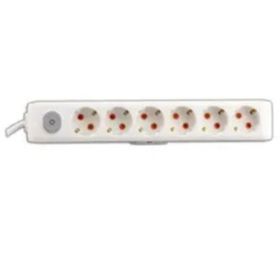 Viko 90117602 Multi-Led Beyaz Anahtarlı Topraklı Kablolu Çocuk Korumalı 2 mt Altılı Grup Priz