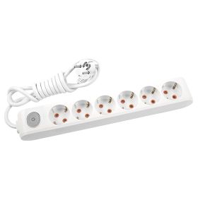 Viko 90117602 Multi-Led Beyaz Anahtarlı Topraklı Kablolu Çocuk Korumalı 2 mt Altılı Grup Priz