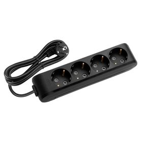 Viko 90133403 Multi-Led Siyah Topraklı Kablolu Çocuk Korumalı 3 mt Dörtlü Grup Priz
