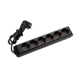 Viko 90133602 Multi-Led Siyah Topraklı Kablolu Çocuk Korumalı 2 mt Altılı Grup Priz