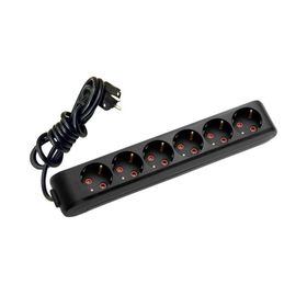 Viko 90133602 Multi-Led Siyah Topraklı Kablolu Çocuk Korumalı 2 mt Altılı Grup Priz