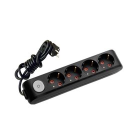 Viko 90137402 Multi-Led Siyah Anahtarlı Topraklı Kablolu Çocuk Korumalı 2 mt Dörtlü Grup Priz
