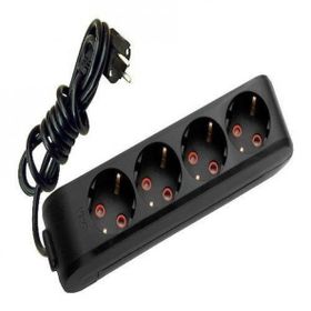 Viko 90137402 Multi-Led Siyah Anahtarlı Topraklı Kablolu Çocuk Korumalı 2 mt Dörtlü Grup Priz