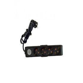 Viko 90137402 Multi-Led Siyah Anahtarlı Topraklı Kablolu Çocuk Korumalı 2 mt Dörtlü Grup Priz