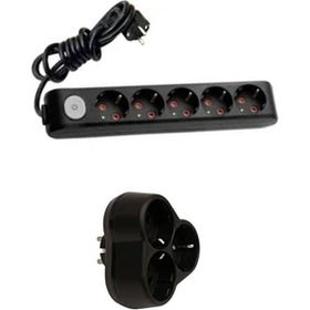 Viko 90137505 Multi-Led Siyah Anahtarlı Topraklı Kablolu Çocuk Korumalı 5 mt Beşli Grup Priz