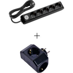 Viko 90137505 Multi-Led Siyah Anahtarlı Topraklı Kablolu Çocuk Korumalı 5 mt Beşli Grup Priz