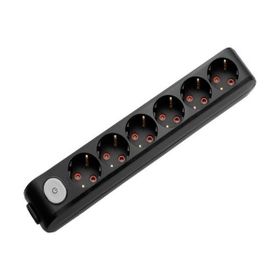 Viko 90137600 Multi-Led Anahtarlı Topraklı Klemensli Çocuk Korumalı Siyah Altılı Grup Priz