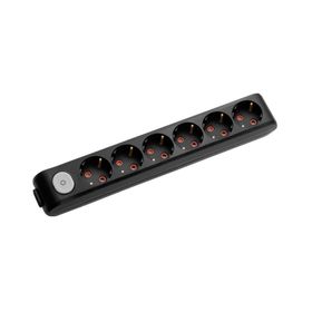 Viko 90137600 Multi-Led Anahtarlı Topraklı Klemensli Çocuk Korumalı Siyah Altılı Grup Priz