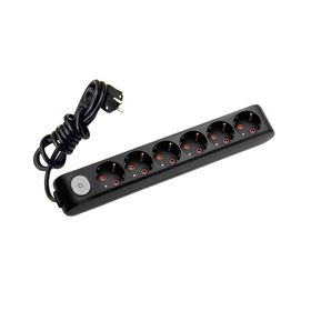Viko 90137605 Multi-Led Siyah Anahtarlı Topraklı Kablolu Çocuk Korumalı 5 mt Altılı Grup Priz