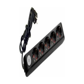 Viko 90137605 Multi-Led Siyah Anahtarlı Topraklı Kablolu Çocuk Korumalı 5 mt Altılı Grup Priz