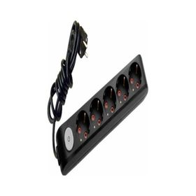 Viko 90137605 Multi-Led Siyah Anahtarlı Topraklı Kablolu Çocuk Korumalı 5 mt Altılı Grup Priz