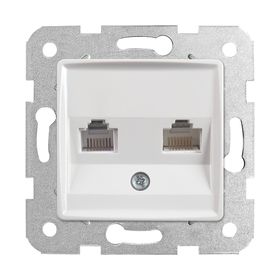 Viko 90440080 Rollina Linnera Rj45 Cat6 Rj11 Çerçeve Hariç Düğme Kapak Mekanizmalı Beyaz Data-Nümeris Telefon Prizi