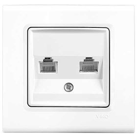 Viko 90440080 Rollina Linnera Rj45 Cat6 Rj11 Çerçeve Hariç Düğme Kapak Mekanizmalı Beyaz Data-Nümeris Telefon Prizi
