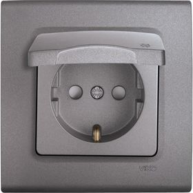 Viko 90442012 Granit Grisi Kapaklı Topraklı Priz