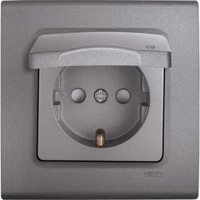 Viko 90442012 Granit Grisi Kapaklı Topraklı Priz