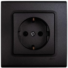 Viko 90444008 Lin Life Gece Siyahı Mek+Kapak Topraklı Priz