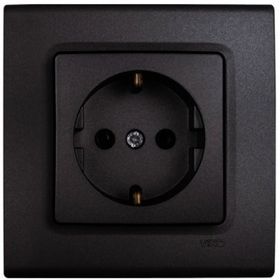 Viko 90444008 Lin Life Gece Siyahı Mek+Kapak Topraklı Priz