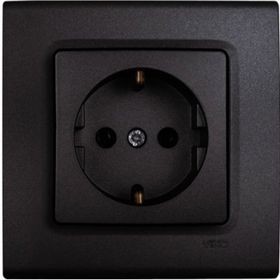 Viko 90444008 Lin Life Gece Siyahı Mek+Kapak Topraklı Priz