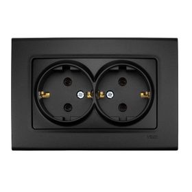 Viko 90444056 Lin Life Gece Siyahı Mek+Kapak 2'li Topraklı Priz
