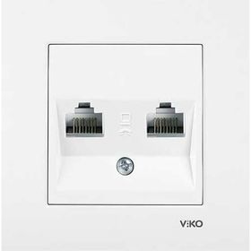 Viko 90960033 2XRJ11 Beyaz Karre Serisi 2'li Telefon Prizi
