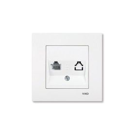Viko 90967035 Meridian Karre Rj45-Cat5E-Rj11 Çerçeve Hariç Düğme Kapak Mekanizmalı Beyaz Data Telefon Prizi