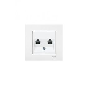 Viko 90967235 Meridian Karre Rj45 Cat5E Rj11 Çerçeve Hariç Düğme Kapak Mekanizmalı Krem Data-Nümeris Telefon Prizi