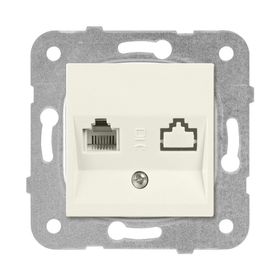 Viko 90967235 Meridian Karre Rj45 Cat5E Rj11 Çerçeve Hariç Düğme Kapak Mekanizmalı Krem Data-Nümeris Telefon Prizi