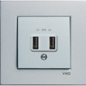 Viko 92605009 Artline Novella Gümüş Usb Şarj Prizi 5V 2A Çerçevesiz Duvar Anahtarı