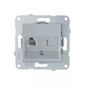 Viko 92605032 Gümüş Novella Nümeris RJ11 Telefon Priz Kapağı