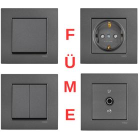 Viko 92605412 Füme Novella Kapaklı Topraklı Priz Kapağı
